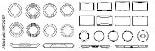 Futuristic interface ui elements. Holographic hud user interface elements, high tech bars and frames. Hud interface icons vector illustration set. rectangular shape borders