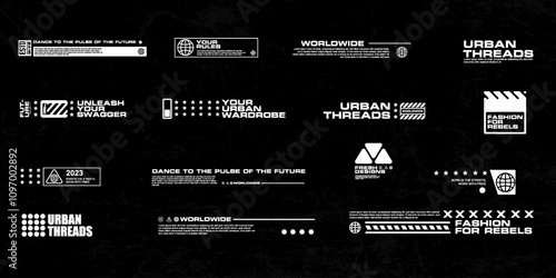Futuristic streetwear cyberpunk element graphic vector design template