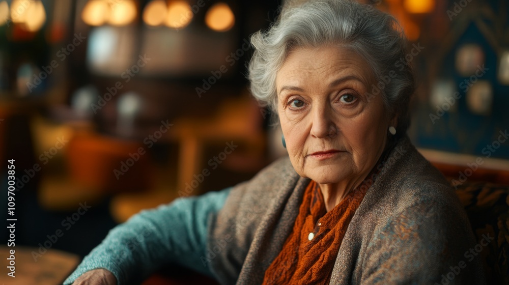 Wise and warm elder woman in sophisticated portrait Wise and warm elder woman in sophisticated portrait