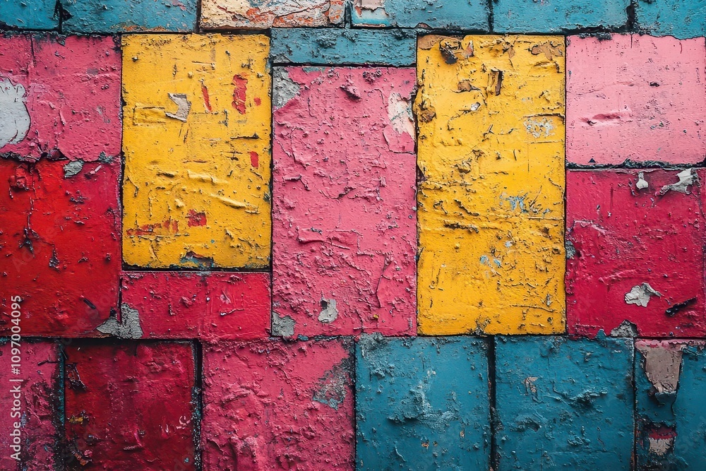 Naklejka premium colorful graffiti murals cover an urban wall, showcasing a vibrant mix of styles and messages, with a sense of rebellious artistic expression that brings life and character to the city setting