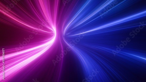 Abstract pink and blue light streaks forming a vortex.