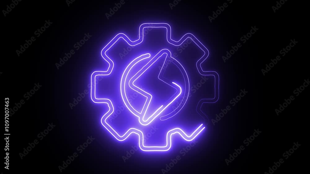 glowing neon energy icon isolated on black background. glowing neon energy icon isolated on black background.