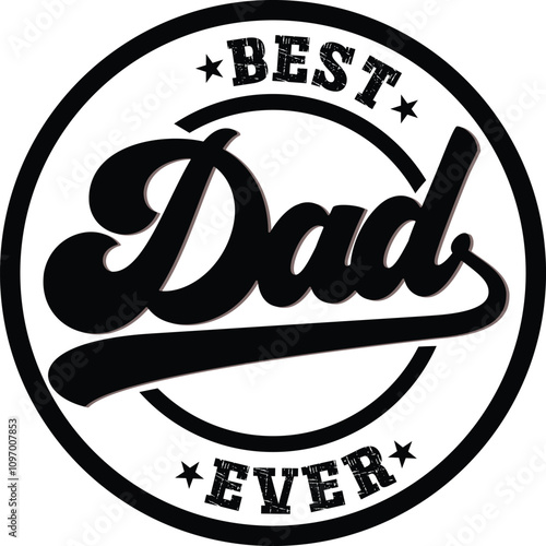Retro Best DAD in the world vector design, Grunge lettering phrase, Circle DAD t shirt design, Isolated on white background, Files for Cutting Cricut and Silhouette, EPS 10, color Dad letters