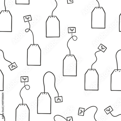 Hand drawn tea bags seamless pattern