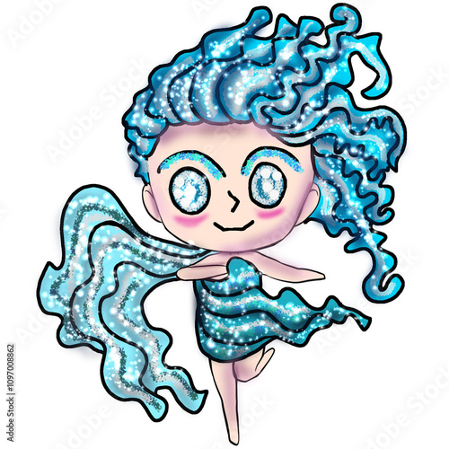 Fairy Fantasy Chibi Cute Series Nature - Blue Pure Water photo