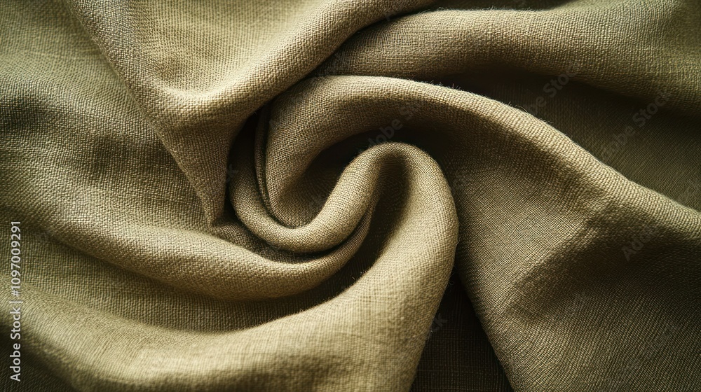 A close-up view of a swirling, textured fabric in a muted beige color. A close-up view of a swirling, textured fabric in a muted beige color.
