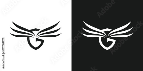 letter G wings and shield logo design, guardian graphic vector