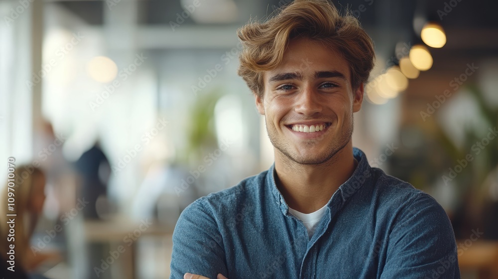 A smiling young man in a casual setting, exuding confidence and approachability. A smiling young man in a casual setting, exuding confidence and approachability.