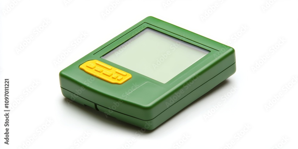 green data logger device with yellow keypad, isolated on white green data logger device with yellow keypad, isolated on white