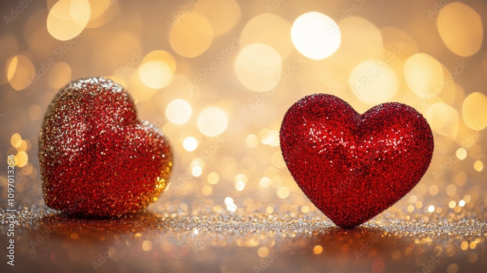 Fototapeta premium Sparkling Hearts: A Romantic Celebration of Love and Togetherness