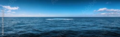 Calm ocean waters under a clear blue sky during midday photo