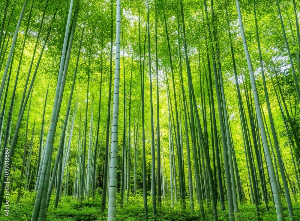 Majestic Green Bamboo Forest Captured in a Breathtaking Vertical Perspective with Natural Serenity Majestic Green Bamboo Forest Captured in a Breathtaking Vertical Perspective with Natural Serenity