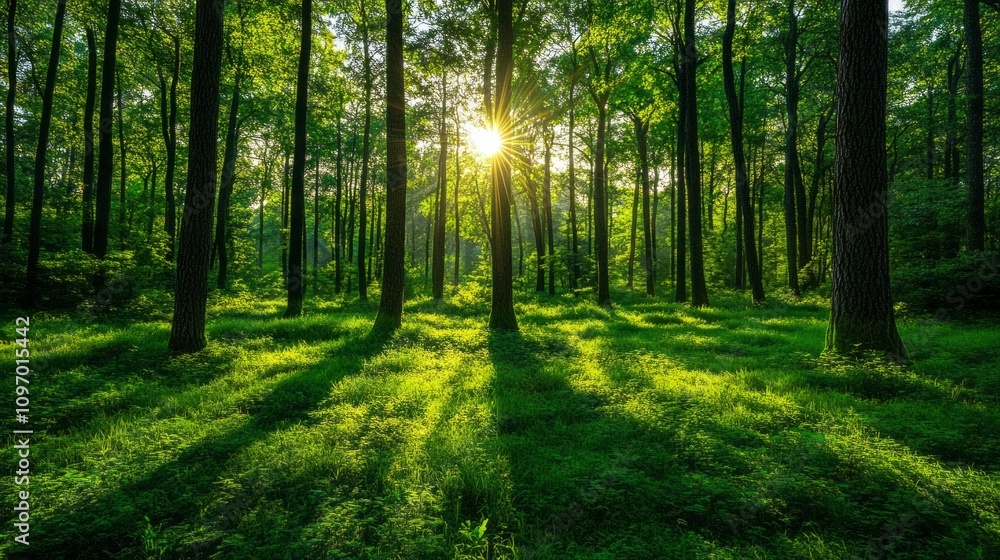 A forest with trees and grass A forest with trees and grass