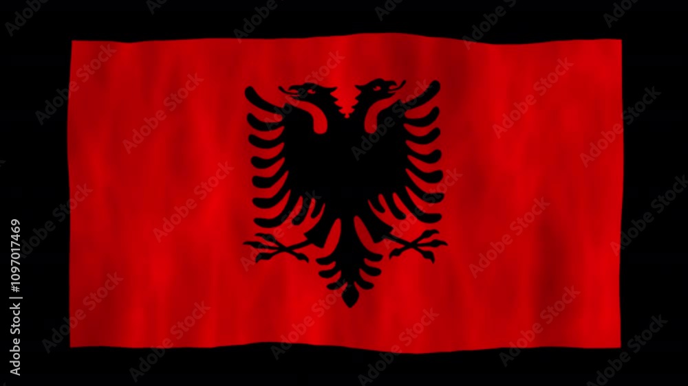 Looping animation of a waving 3D Albania flag with alpha channel Looping animation of a waving 3D Albania flag with alpha channel