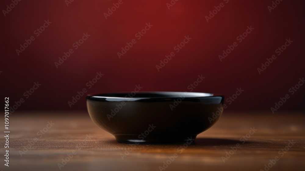 Black Bowl on Dark Wood Black Bowl on Dark Wood