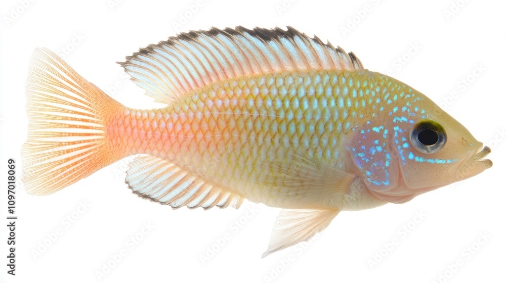 Fototapeta premium A vibrant fish showcasing colorful scales and fins, ideal for educational or decorative use.