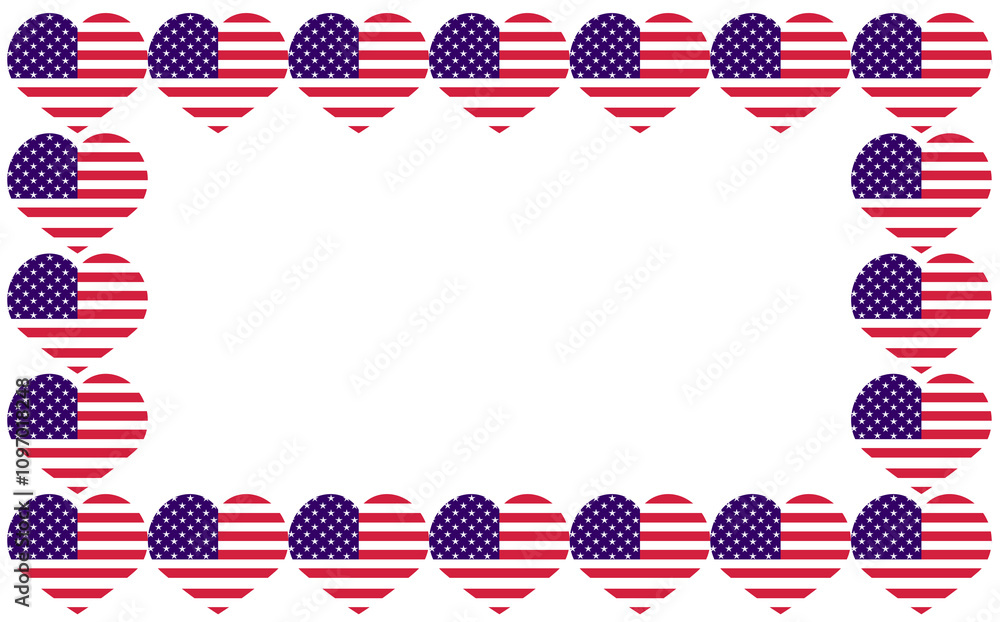 Fototapeta premium USA hearts as a frame on a transparent background