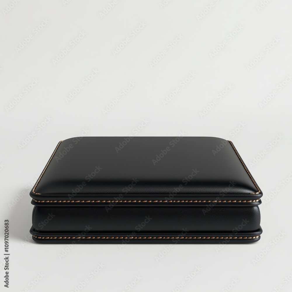 leather square black luxury podium on white background, front view, photo leather square black luxury podium on white background, front view, photo