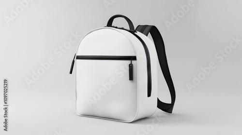 A minimalist white backpack with a sleek design and black accents.