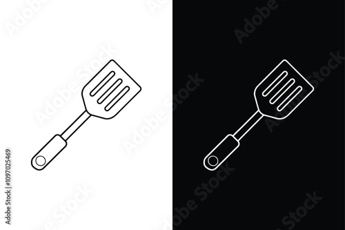 Spatula and Grill fork tool icon vector on White Background Vector Art Illustration on white background.