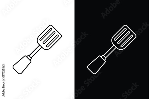 Spatula and Grill fork tool icon vector on White Background Vector Art Illustration on white background.