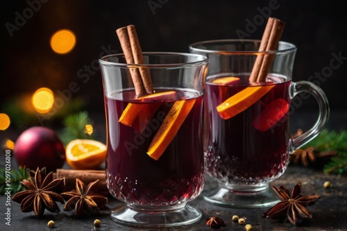 two glasses of mulled wine on table