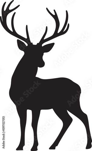 deer black Silhouette isolated vector art Illustration with white background

