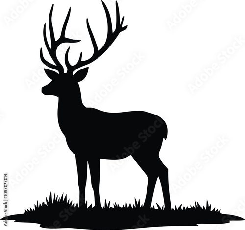 deer black Silhouette isolated vector art Illustration with white background
