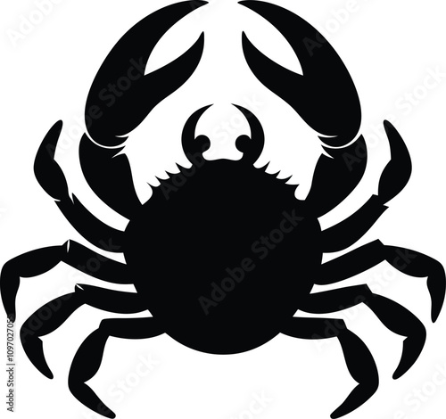 crab black Silhouette isolated vector art Illustration with white background