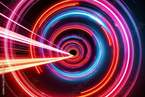 Dynamic Swirl of Colorful Light Trails in Motion and Speed photo