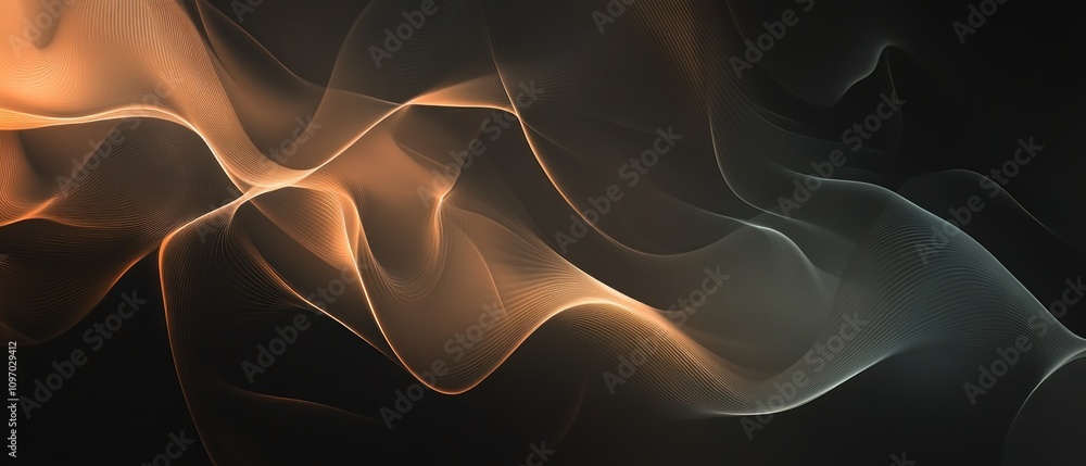 Abstract Orange and Gray Wave Forms on Black Background Abstract Orange and Gray Wave Forms on Black Background