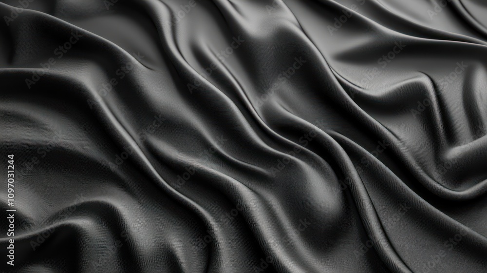 Draped Black Fabric Showing Smooth Texture Draped Black Fabric Showing Smooth Texture