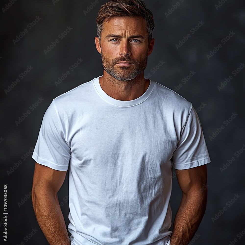 Stylish Man in a White T-Shirt: A Confident Portrait Capturing Modern Style Stylish Man in a White T-Shirt: A Confident Portrait Capturing Modern Style