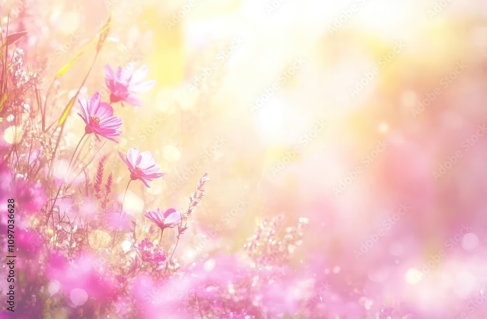 A dreamy scene of blooming flowers in soft pastel hues, evoking tranquility and beauty. A dreamy scene of blooming flowers in soft pastel hues, evoking tranquility and beauty.