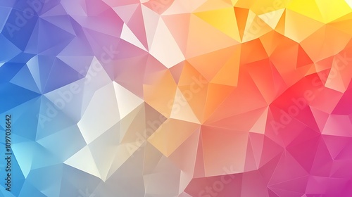 Vibrant abstract background featuring a colorful geometric pattern of triangles in shades of blue, pink, orange, and yellow.  Perfect for modern designs.