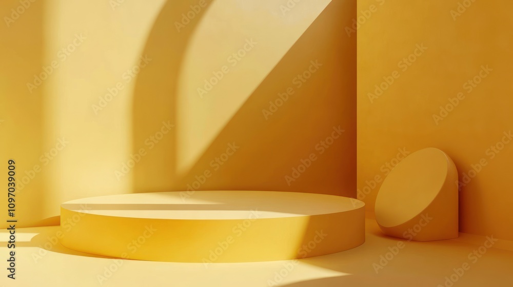 Yellow Geometric Forms Illuminated By Sunlight Yellow Geometric Forms Illuminated By Sunlight
