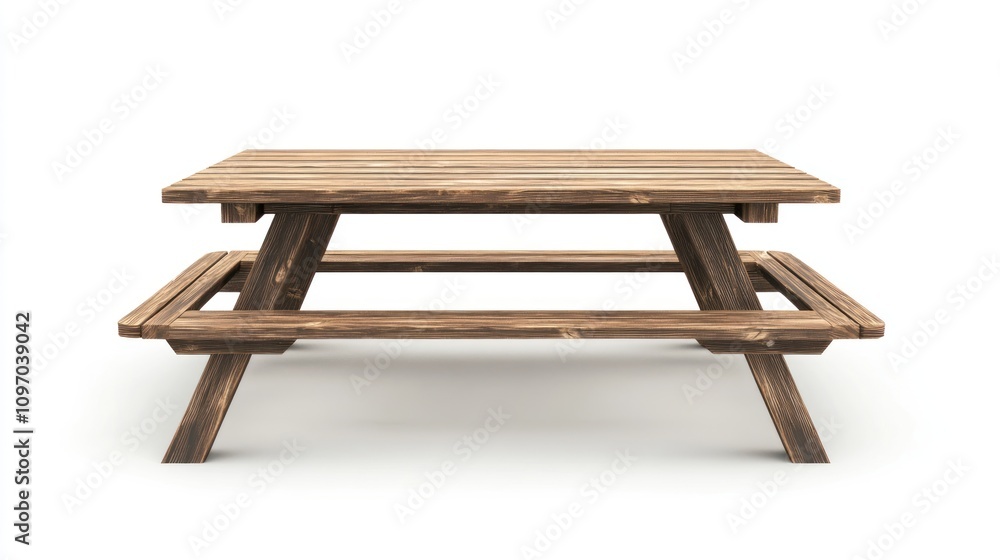 Rustic Wooden Picnic Table with Benches Rustic Wooden Picnic Table with Benches