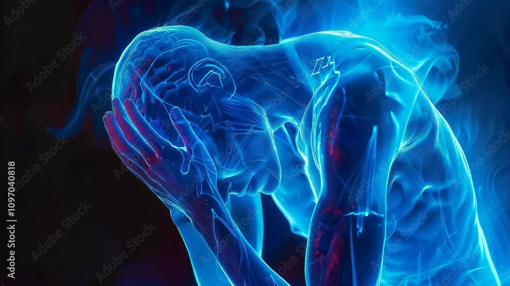 3D illustration of a human figure in a curled pose with highlighted pain points. Medical and health concept for educational purposes, suitable for scientific poster and textbook design 3D illustration of a human figure in a curled pose with highlighted pain points. Medical and health concept for educational purposes, suitable for scientific poster and textbook design