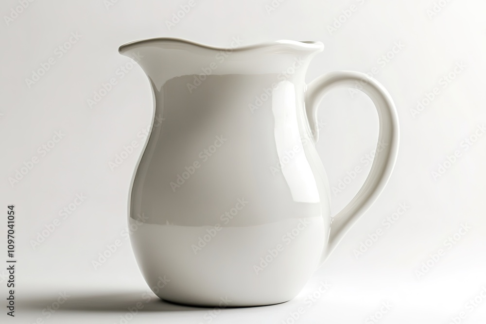 Minimalist white ceramic pitcher on a seamless background Minimalist white ceramic pitcher on a seamless background