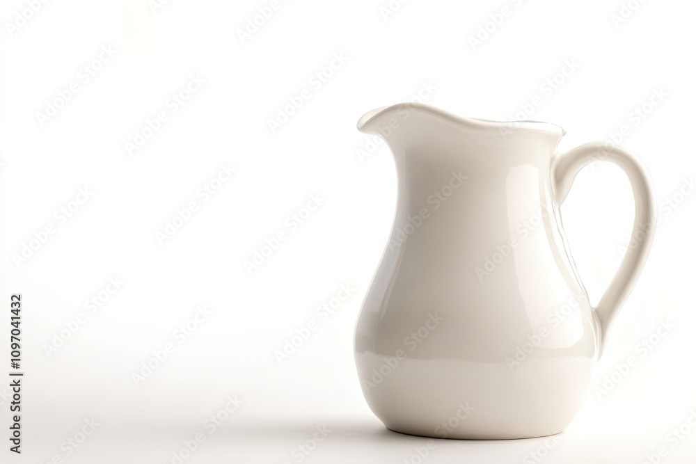Minimalist white pitcher on light background Minimalist white pitcher on light background