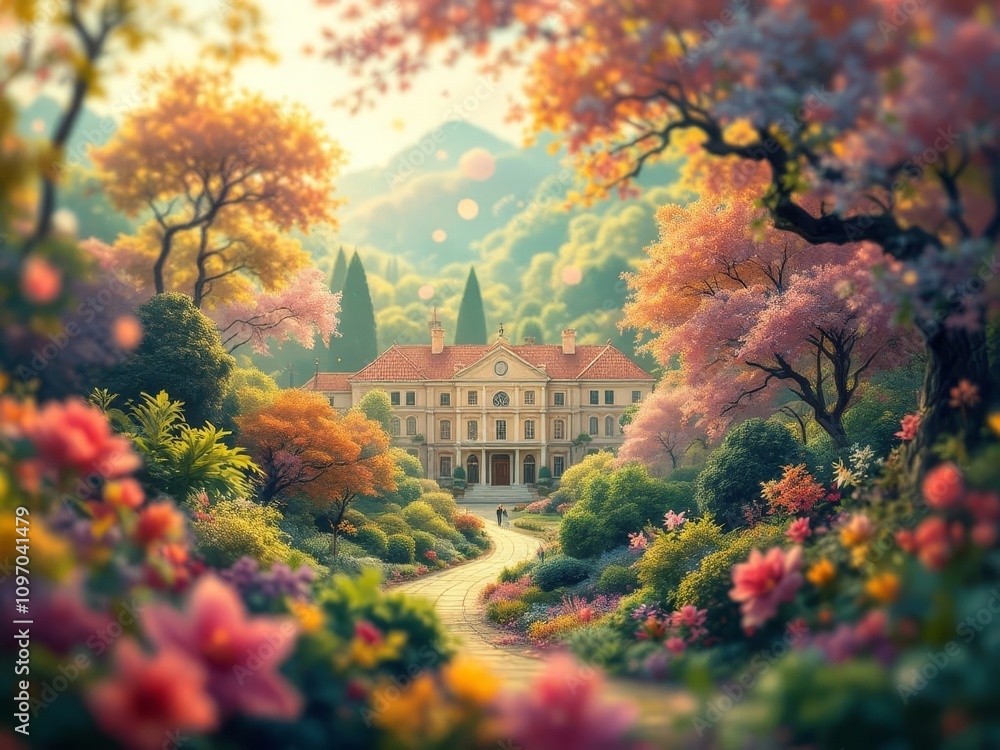 Naklejka premium AI-generated bokeh school backdrop.