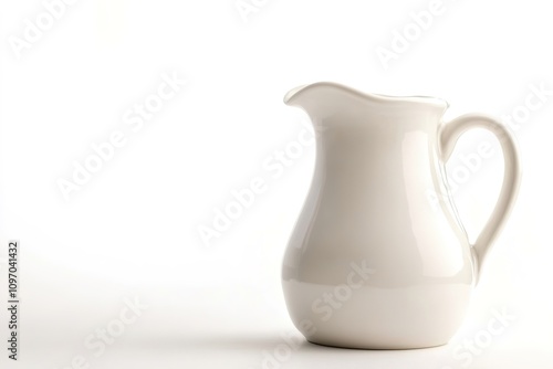 Minimalist white pitcher on light background