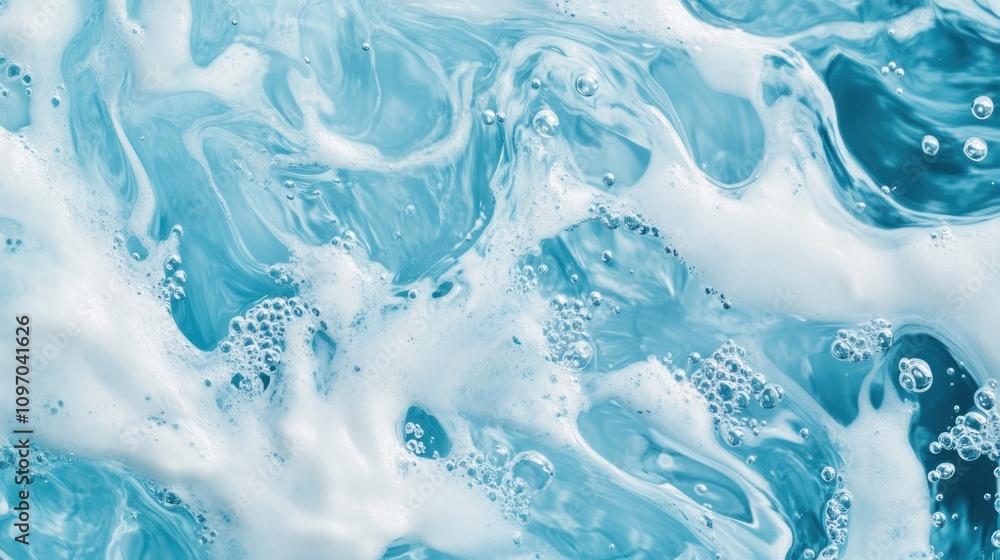 Abstract Blue Water With White Foam Bubbles Abstract Blue Water With White Foam Bubbles