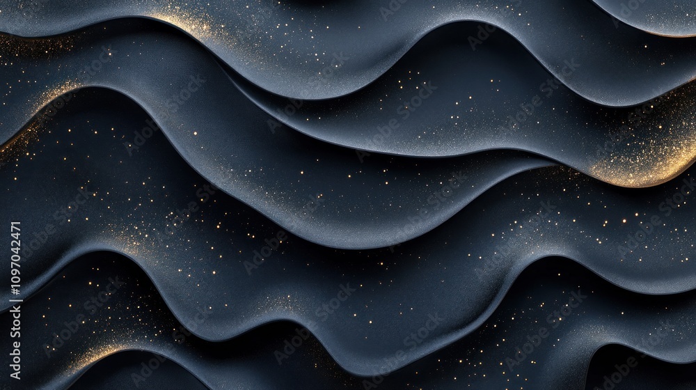 Dark Waves With Golden Glitter Abstract Design Dark Waves With Golden Glitter Abstract Design
