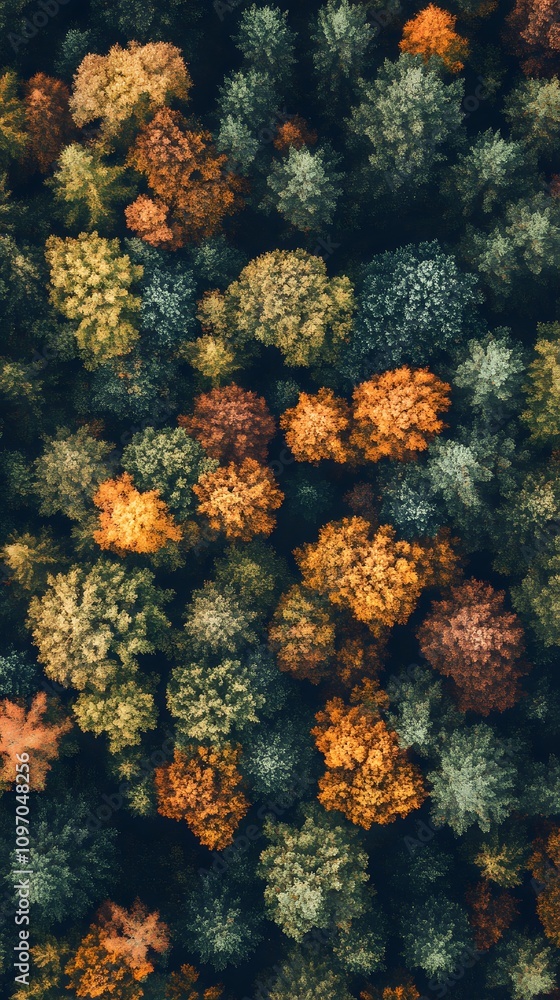 A vibrant aerial view of a forest showcasing autumn foliage in rich colors. A vibrant aerial view of a forest showcasing autumn foliage in rich colors.