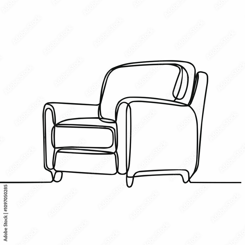 Minimalist Line Drawing of an Armchair Minimalist Line Drawing of an Armchair
