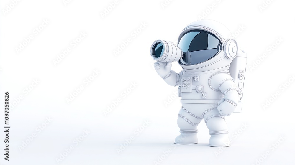 A cartoonish astronaut holding a camera, ready to explore and capture space adventures. A cartoonish astronaut holding a camera, ready to explore and capture space adventures.