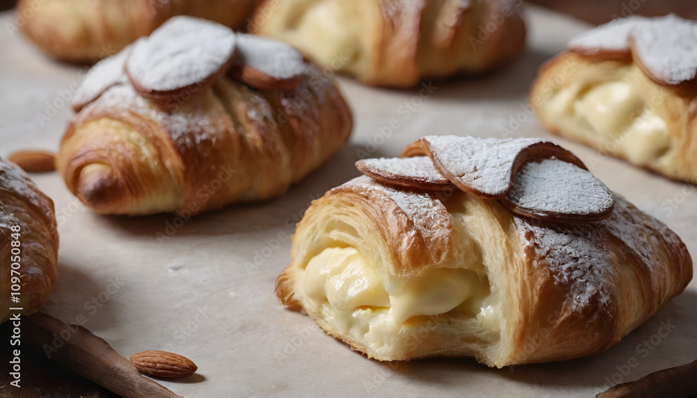 almond croissants with cream filling almond croissants with cream filling