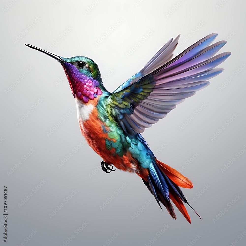 Fototapeta premium Hummingbird Isolated on a Plain Background 
