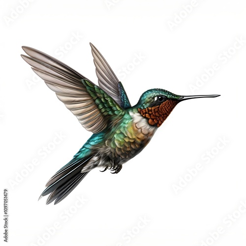 Hummingbird Isolated on a Plain Background 